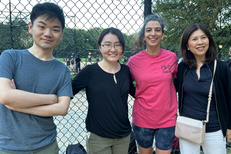 Fellows versus Faculty Kickball in Central Park. Pictured left to right: Dr. Ling Feng Ye, Dr. Erica Sun, Dr. Imane El Dika (Associate Program Director) and Dr. Noriko Nishimura