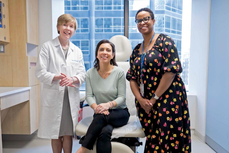 Dr. Eileen O'Reilly seen with patient Leanna Stokes and MSK nurse Tiffany Upshaw 