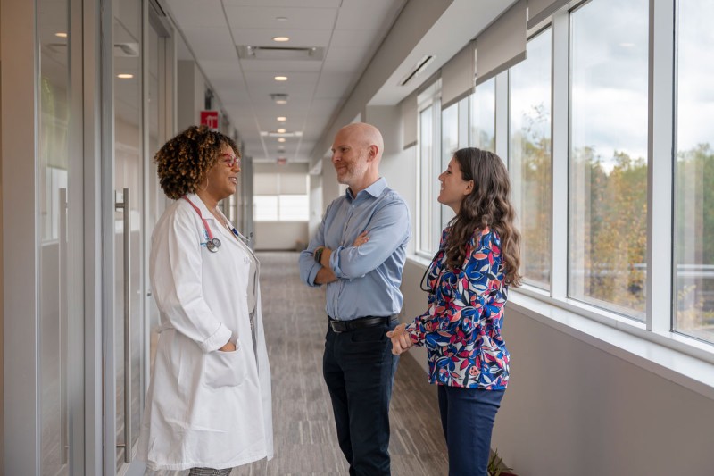 Sedrina Austin, Nurse Practitioner talking with Jason A. Konner, MD, and Shanna Kane, RN - Clinical Nurse II at MSK Monmouth in New Jersey 