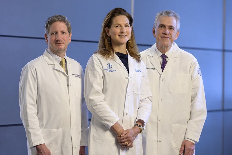 Neurosurgeon Cameron Brennan, radiation oncologist Kathryn Beal, and neurologist Samuel Selesnick