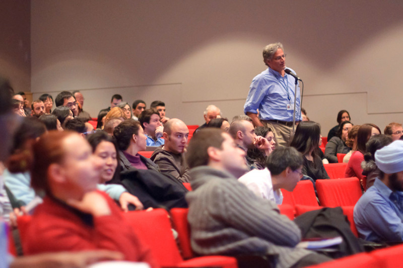 Robert Benezra of Sloan Kettering Institute's Cancer Biology and Genetics Program poses a question during the symposium