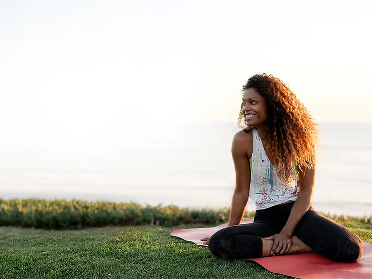 Woman doing yoga outside