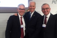 Dr. Charles Sawyers, Vice President Joe Biden, and Dr. José Baselga. 