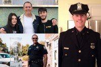 Police officer and Memorial Sloan Kettering Cancer Center brain tumor patient Randy Reif and family