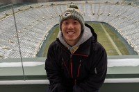 Chris at the top of Lambeau Field in Green Bay, Wisconsin