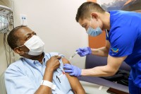 An MSK patient gets a vaccination from a healthcare provider