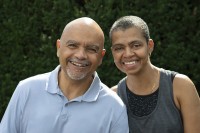 Antonio Lekhrajmal is seen outdoors with his wife, Maria. He has been successfully treated with checkpoint inhibitors for advanced stomach cancer. 