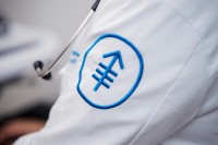 A researcher with a stethoscope