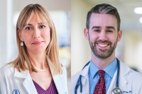 MSK Doctors Andrea Cercek and Michael Foote are seen smiling.