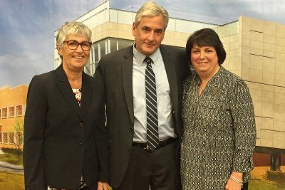Memorial Sloan Kettering breast cancer surgeon Lisa Sclafani and medical oncologist Steven Sugarman with patient Susan Ruffini at Memorial Sloan Kettering Commack