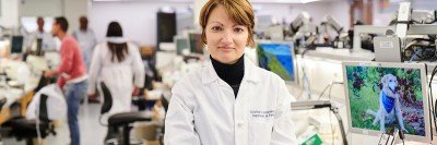 MSK pathologist Cristina Antonescu in her laboratory
