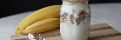 Yogurt Parfait with Banana, Peanut Butter, and Corn Flakes