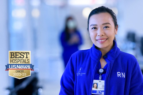 MSK nurse with U.S. News & World Report badge